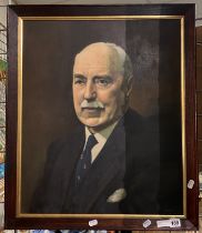 OIL ON CANVAS ''THE CHAIRMAN'' SIGNED BEWICK - 58 X 48 CMS TO FRAME