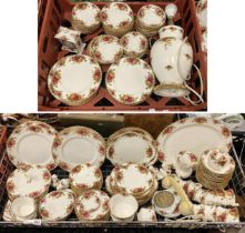 TWO TRAYS OF ROYAL ALBERT ''COUNTRY ROSE'' CHINA