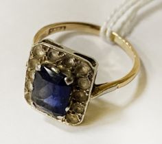 18CT GOLD & SAPPHIRE RING - SIZE L
