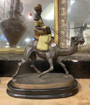 BRONZE ARAB ON CAMEL FIGURE - 38 CMS (H)