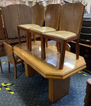 WALNUT ART DECO DINING TABLE & 6 CHAIRS