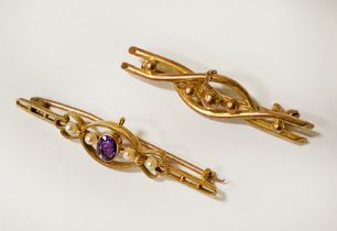 TWO 15CT GOLD TIE PINS