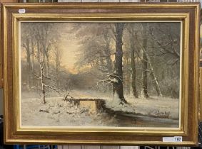 DUTCH SCHOOL OIL ON CANVAS ''A WINTER SCENE'' SIGNED LOUIS APOL 40CM X 61CM