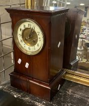 MAHOGANY CASED MANTLE CLOCK - APPROX 36CM TALL