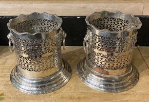 TWO SILVER PLATE WINE / DECANTER HOLDERS