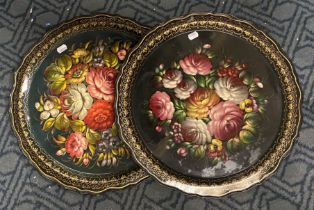 2 HAND PAINTED RUSSIAN TRAYS - APPROX 43 X 43 CMS