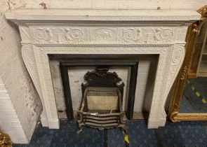 ORNATE FIRE SURROUND & FIRE BASKET