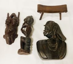 4 ITEMS OF AFRICAN TREEN