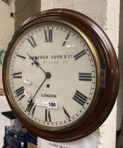 MAHOGANY WALL CLOCK - CAMBER CUSS & CO -APPROX 40CM X 37CM