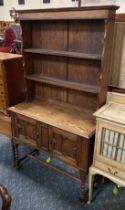 OAK WELSH DRESSER ON BARLEY TWIST LEGS