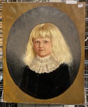 WALTER TOMLINSON (1833-1909) OIL ON CANVAS - PORTRAIT OF A GIRL - SIGNED 43CM X 54CM
