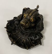 BRONZE DOG INKWELL