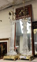 PAIR OF GLASS COLUMNS LAMPS - APPROX 82CMS