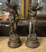 PAIR OF SPELTER CHERUBS