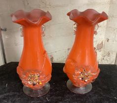 PAIR OF 1960'S GLASS VASES
