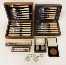BOXED CUTLERY, INTERESTING ITEMS & SOME SILVER