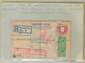 1932 FOUR PENCE REGISTERED ENVELOPE WITH ADDITIONAL TWO STAMPS OF HALF PENNY TO GERMANY