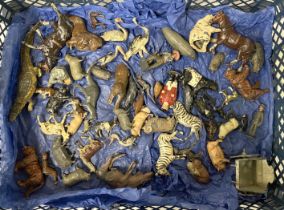 TRAY OF CAST IRON ANIMAL FIGURES - SOME BRITAINS