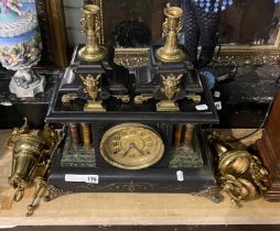 MANTLE CLOCK & GARNITURE (A/F)