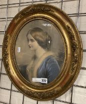 GILT FRAMED OVAL PORTRAIT - 43 X 38 CMS