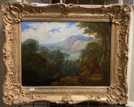 19THC OIL ON CANVAS - LAKE DISTRICT IN GILT FRAME 50CM X 64CM