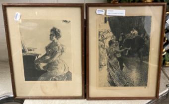 PAIR OF ETCHINGS ''THE PIANO'' & ''THE WALTZ'' - ANDERS ZORN