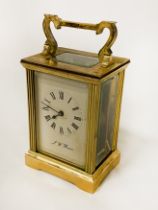 CARRIAGE CLOCK WITH KEY J.W BENSON