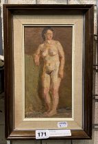 ARKADI MARTIROSOV (1927-2015) ''STANDING MODEL'' 1050 OIL ON BOARD 24CMS X 13.5CMS