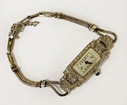 9CT WHITE GOLD ART DECO LADIES DIAMOND COCKTAIL WATCH