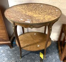 BRASS ORMULU MARBLE TOP SMALL INLAID TABLE A/F