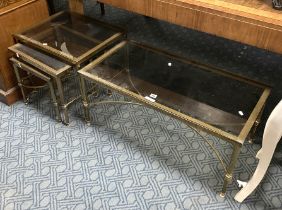 NEST OF SMOKED GLASS TABLE & COFFEE TABLE