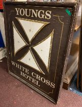 YOUNG WHITE CROSS PUB SIGN - DOUBLE SIDED