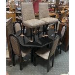 BLACK LACQUER TABLE & EIGHT CHAIRS - A/F