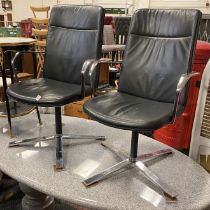 PAIR OF LEATHER & CHROME OFFICE CHAIRS ''ORANGEBOX'' CALDER