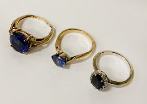 3 GOLD & GEMSTONE RINGS - 14 & 19 CT. GOLD