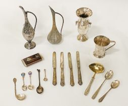 HM SILVER VASE, HM SILVER CUP & OTHER ITEMS