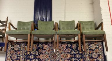 SET OF 4 SOLID OAK ARMCHAIRS - 1940S