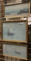 THREE WATERCOLOURS - VENETIAN BOATS - SIGNED R.COOPER