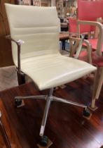 EAMES STYLE LEATHER & CHROME OFFICE CHAIR