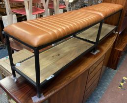 PAIR OF TAN LEATHER STOOLS