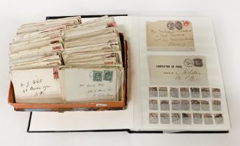 EARLY ALBUM OF STAMPS TOGETHER WITH COLLECTION OF ENVELOPES WITH STAMPS