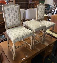 PAIR OF FRENCH CHAIRS & STOOL