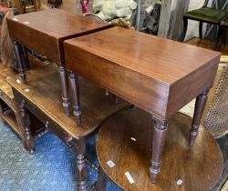 2 EARLY MAHOGANY BABY BATH, FRAMES/SIDE TABLES