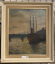 TUG ON THE THAMES OIL ON CANVAS - FRAMED - 54 X 44 CMS APPROX