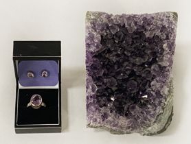 AMETHYST STUD, RING & AMETHYST ROCK CRYSTAL