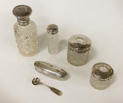 COLLECTION OF SILVER CUT GLASS CRYSTAL BOTTLES & CONTAINERS