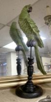 GREEN PARROT ON PERCH 43CMS (H) APPROX