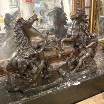 PAIR OF BRONZE HORSE & HANDLER MARLEY FIGURES 27CMS (H) APPROX