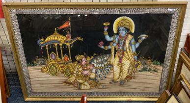 INDIAN SILK TAPESTRY PICTURE DEPICTING GANESH