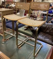 PAIR OF TWO VINTAGE ITALIAN MARCEL BREUER BAR STOOLS & A BENTWOOD STOOL